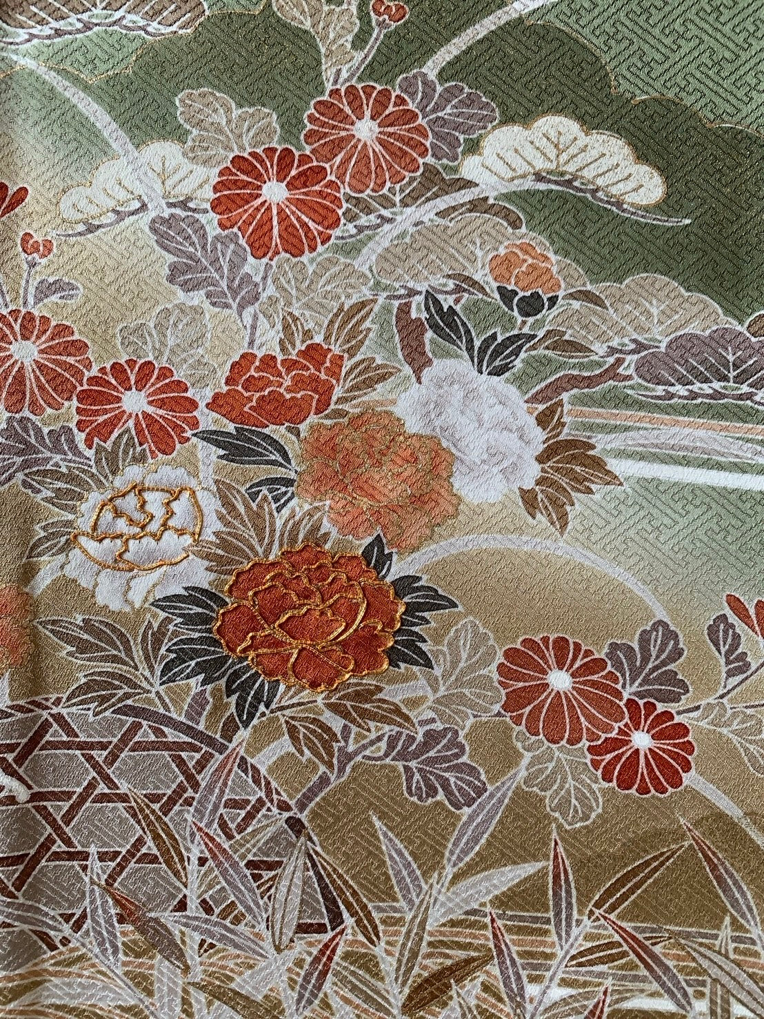 Kimono fabric for custom dress order, fabric#151 Houmongi 訪問着