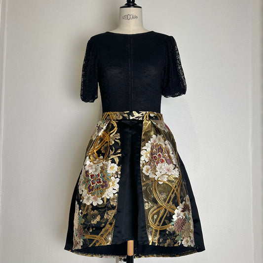 Silk Vintage Obi skirt, Handcrafted, Upcycled