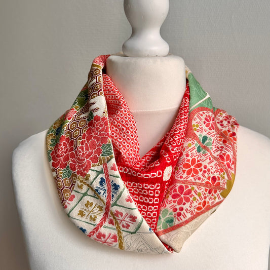 Infinity silk Kimono scarf, Handcrafted, Upcycled, #2052