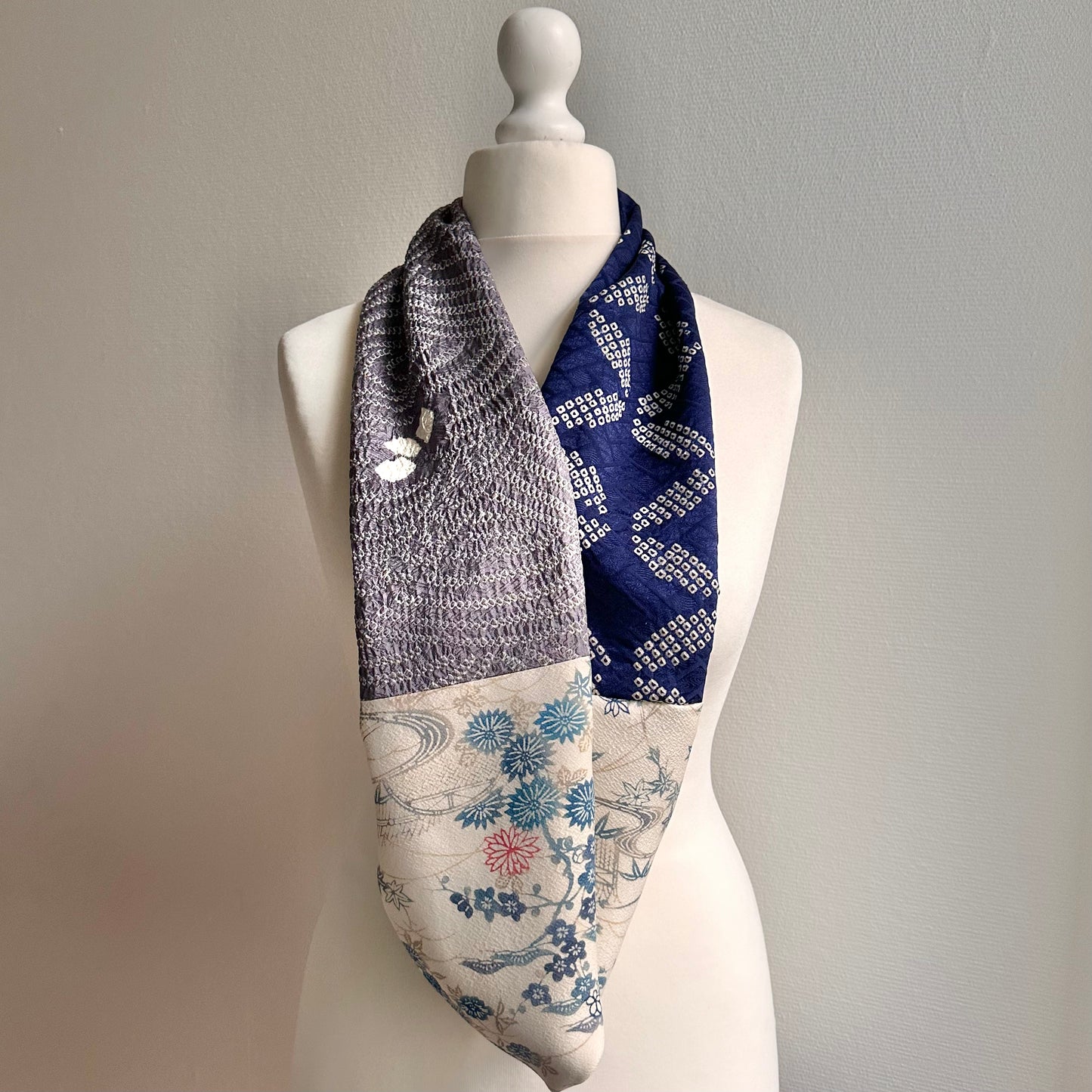 Infinity silk Kimono scarf, Handcrafted, Upcycled, #2053
