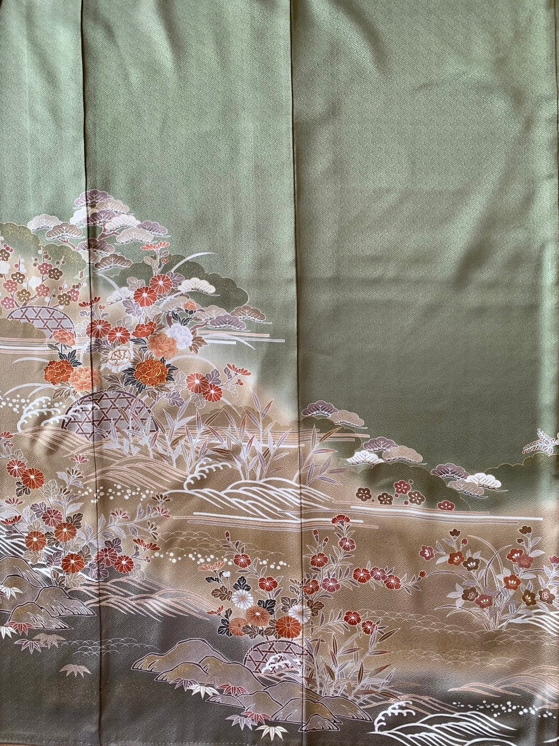 Kimono fabric for custom dress order, fabric#151 Houmongi 訪問着