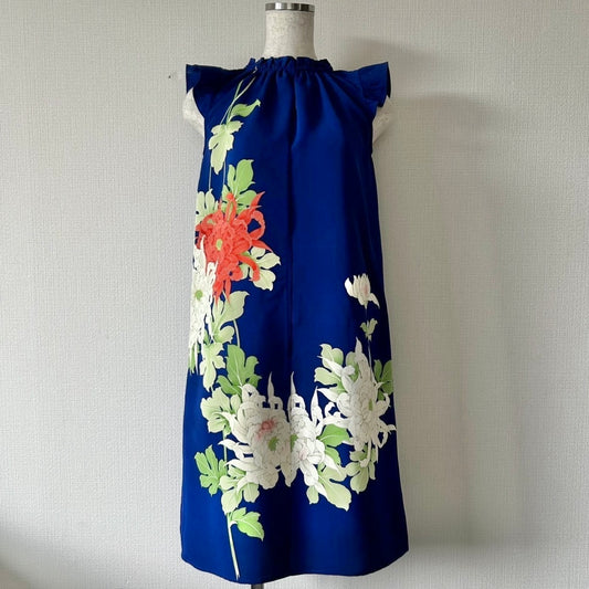 Silk Kimono dress, Houmongi 訪問着, Handcrafted, Chrysanthemum motif 菊の花 #pre33