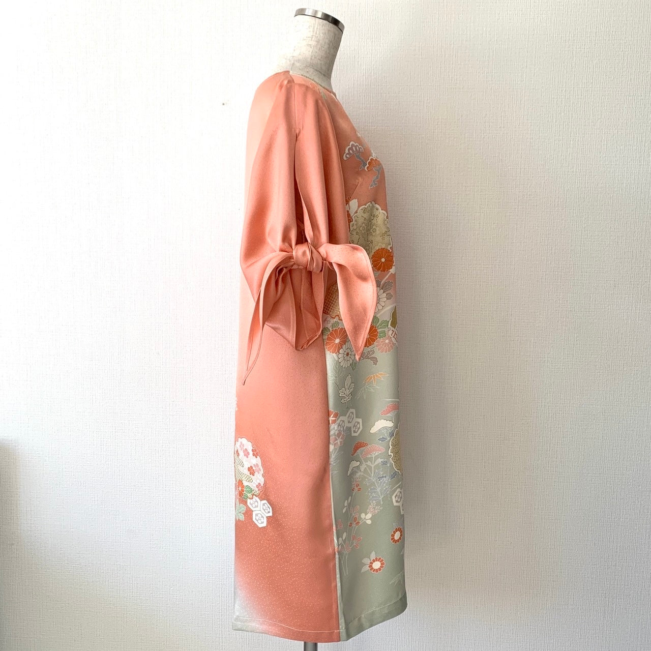 Kimono silk dress, Houmongi 訪問着, Handcrafted, Upcycled, #pre27