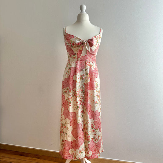 Silk Kimono dress, Komon 小紋, hand crafted, Upcycled, #pre48