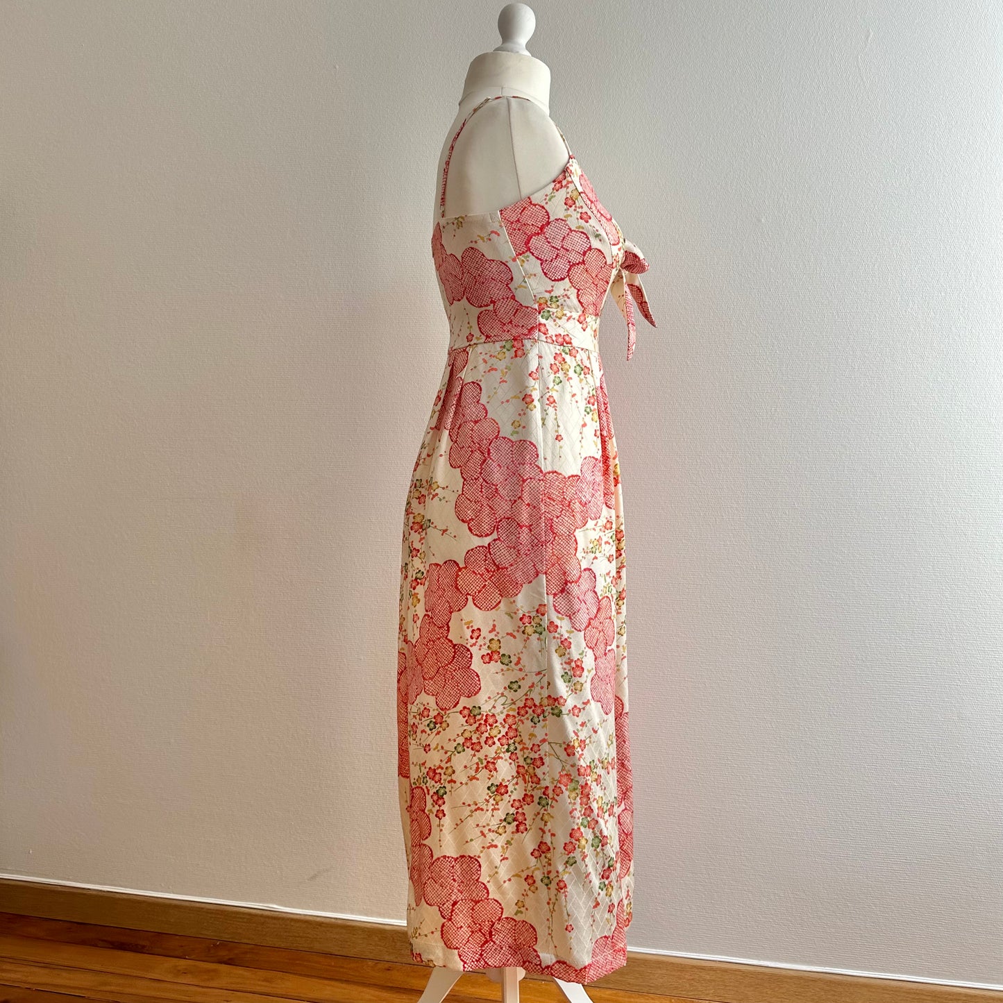 Silk Kimono dress, Komon 小紋, hand crafted, Upcycled, #pre48