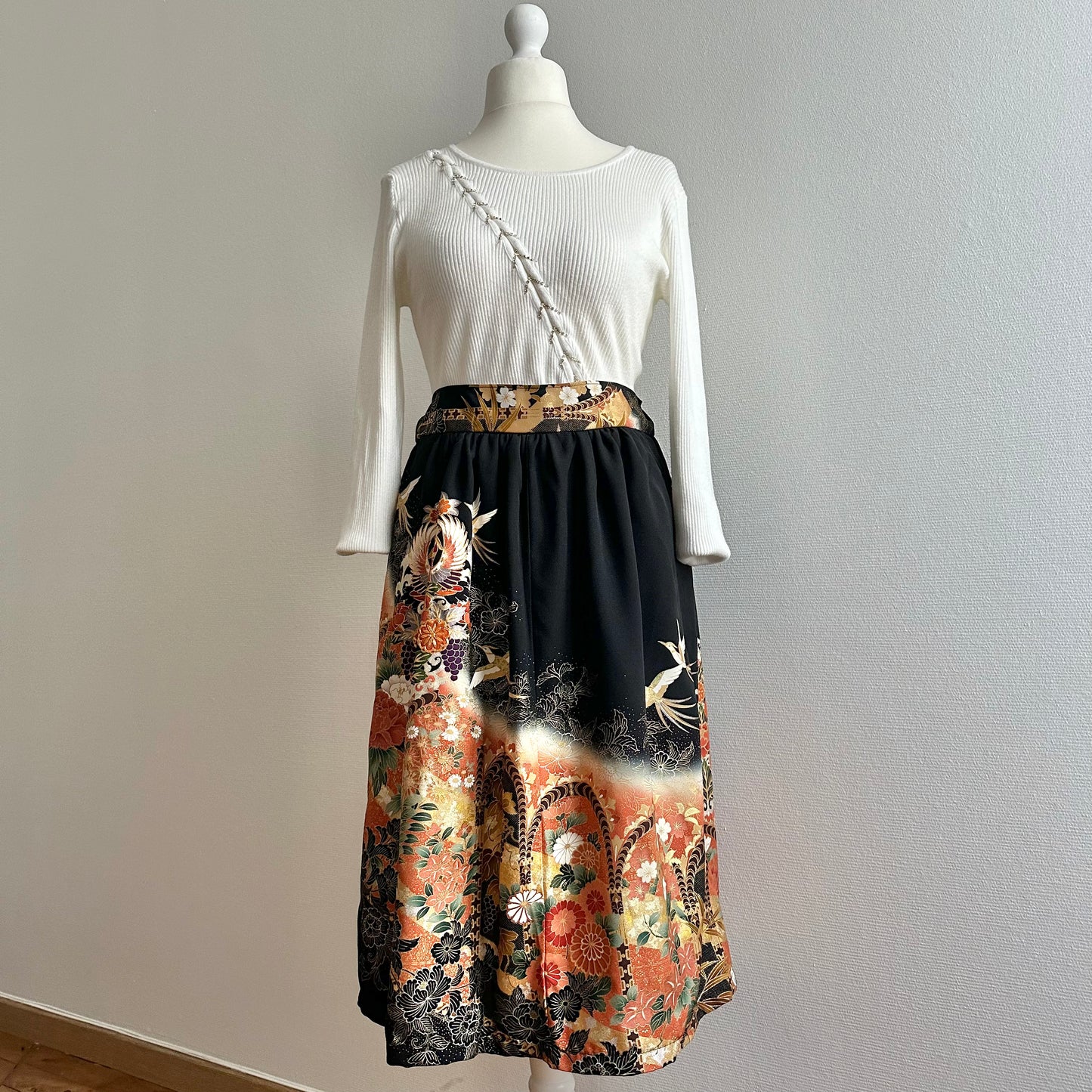 Silk Vintage Tomesode skirt, Handcrafted, Upcycled