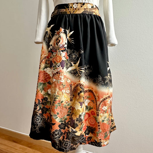 Silk Vintage Tomesode skirt, Handcrafted, Upcycled