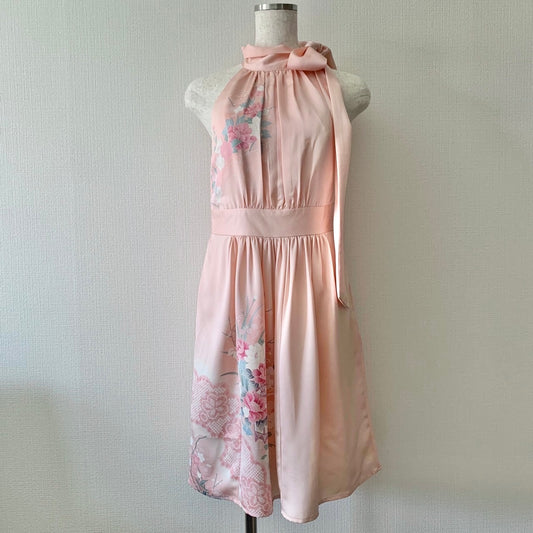 Silk Kimono dress, Houmongi 訪問着, hand crafted, Upcycled, #pre50