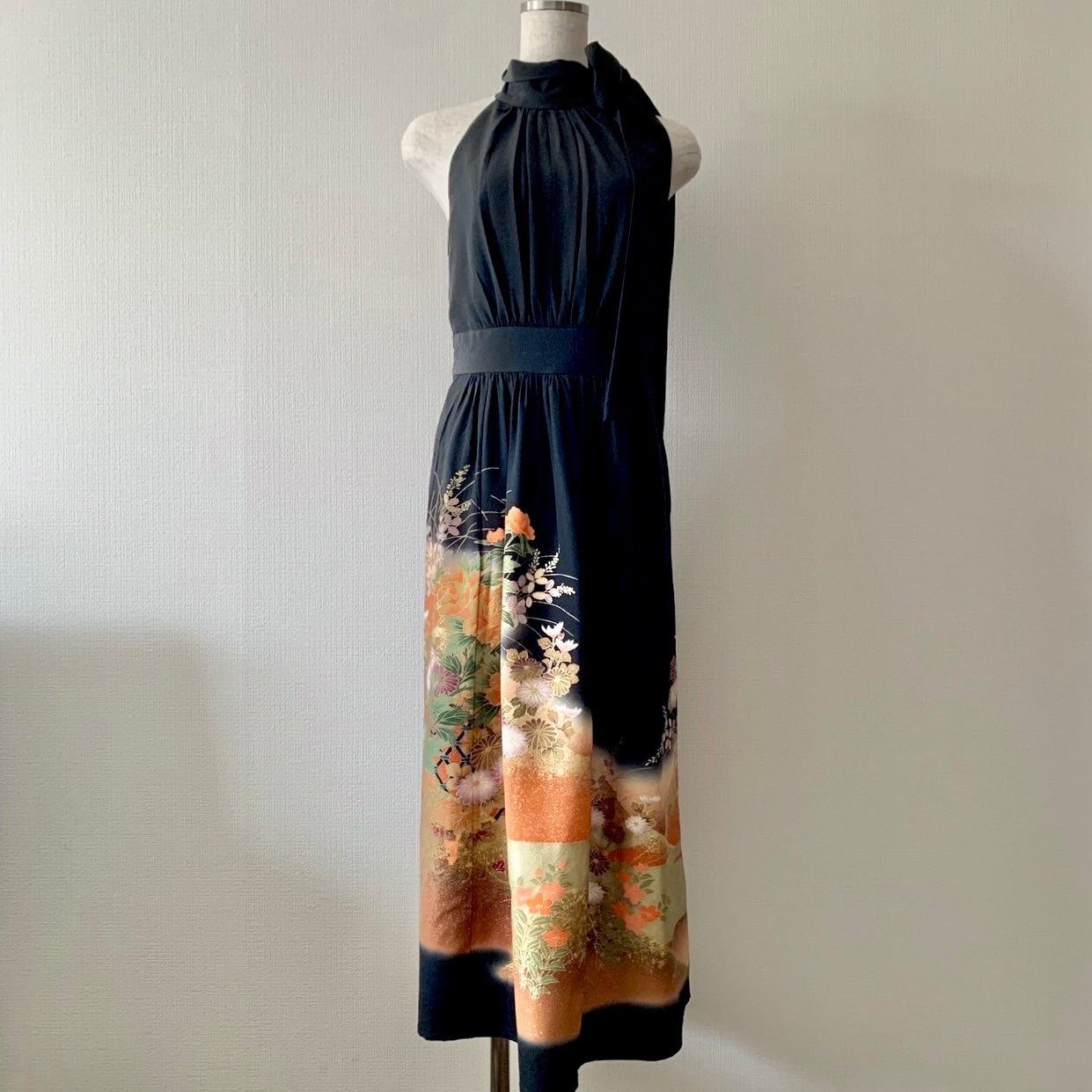 Silk Kimono dress, Tomesode 留袖, hand crafted, Upcycled, #pre56