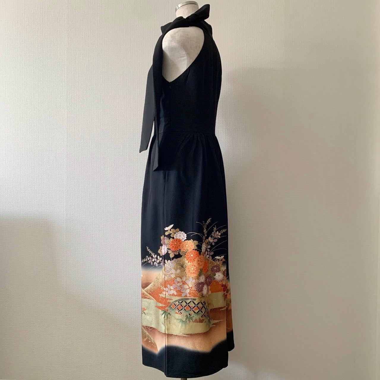 Silk Kimono dress, Tomesode 留袖, hand crafted, Upcycled, #pre56