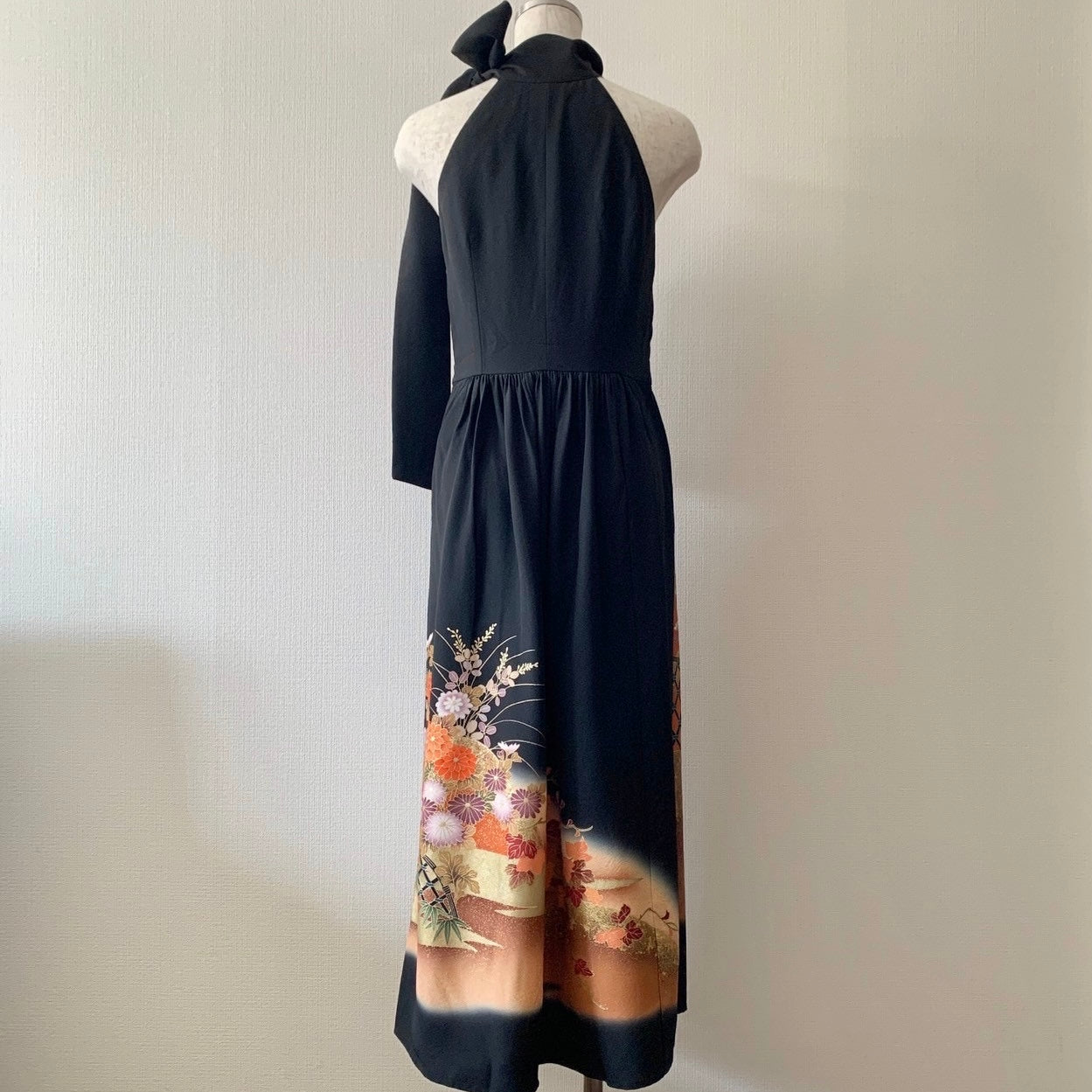 Silk Kimono dress, Tomesode 留袖, hand crafted, Upcycled, #pre56