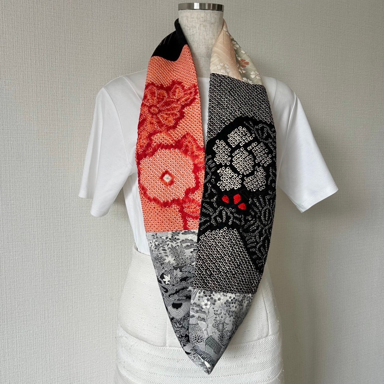 Infinity silk Kimono scarf, Handcrafted, Upcycled, #2046