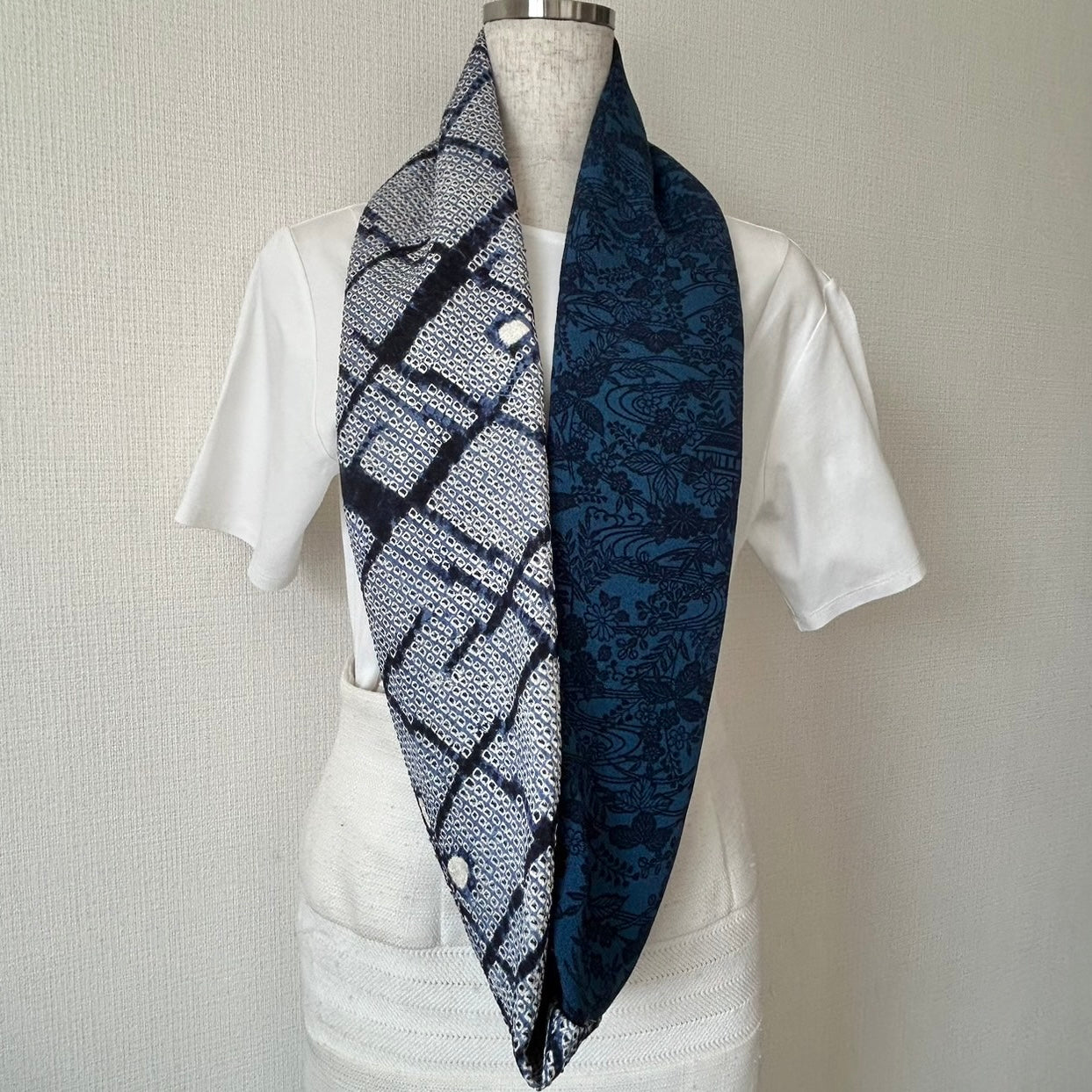 Infinity silk Kimono scarf, Handcrafted, Upcycled, #2048