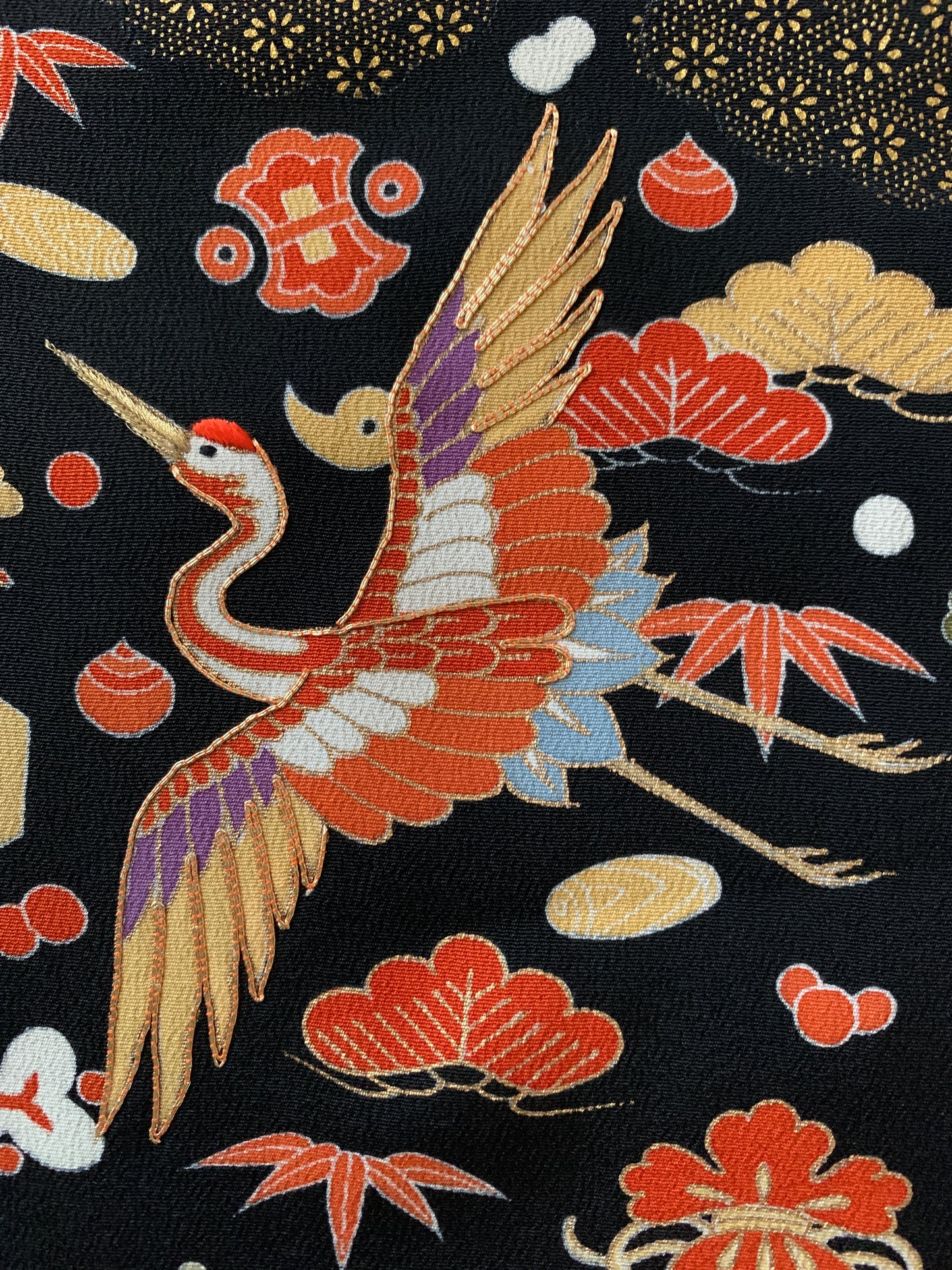 Kimono fabric for custom dress order, fabric#159　Kuro-Tomesode 黒留袖