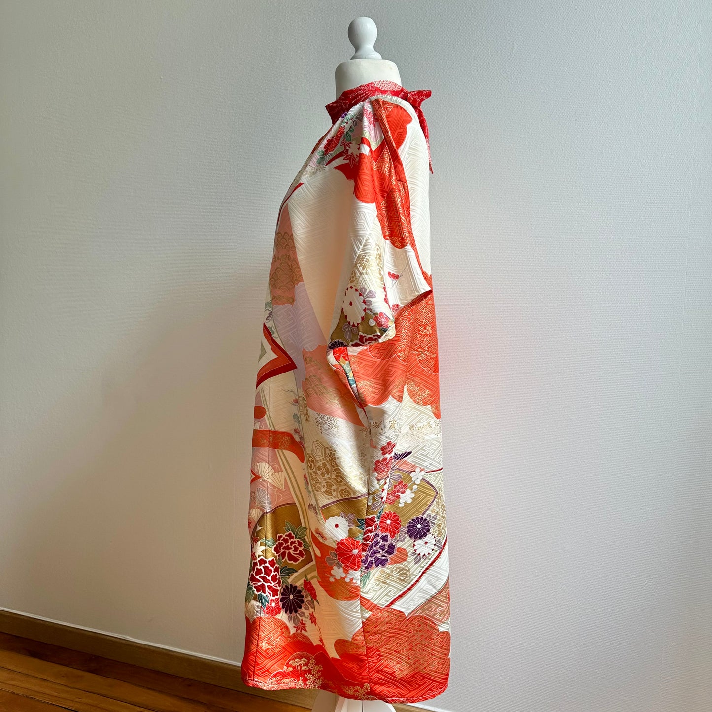 Kimono robe en soie, style Kaftan, taille unique, Furisodde 振袖 #pre61