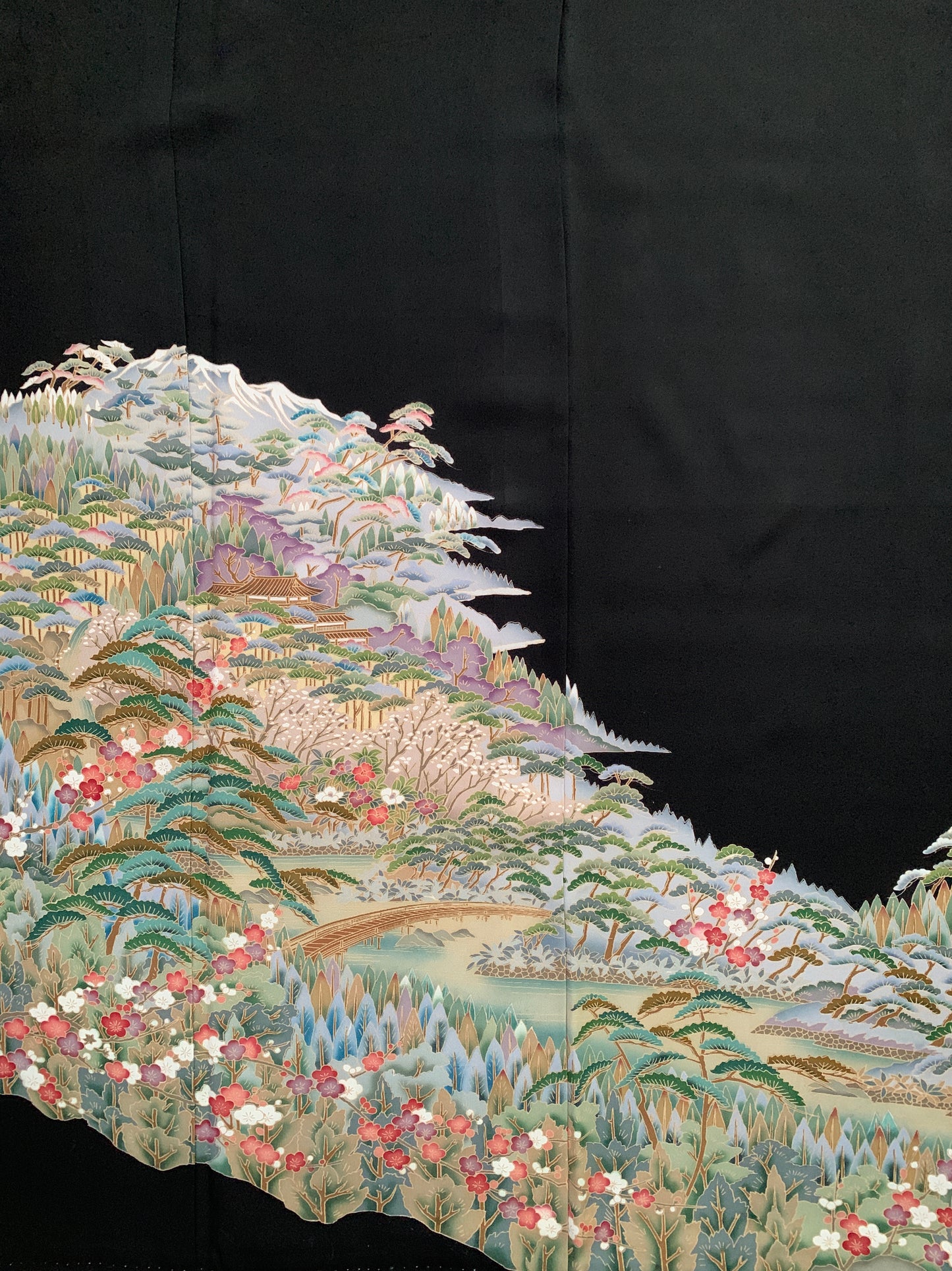 Kimono fabric for custom dress order, fabric#161 Kuro-Tomesode黒留袖