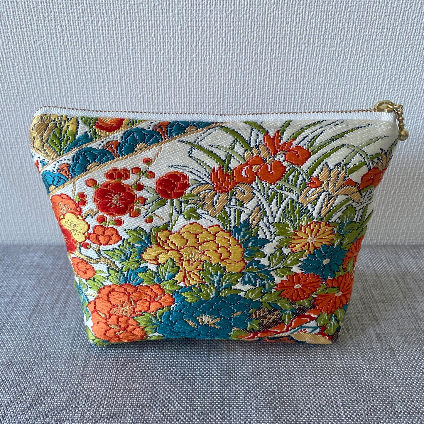 Small Silk Obi pouch, Handcrafted, Upcycled