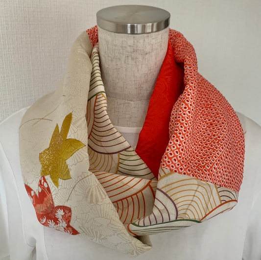 Infinity silk Kimono scarf, Handcrafted, Upcycled, #2041