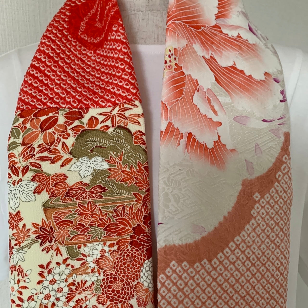 Infinity silk Kimono scarf, Furisode, Houmongi, Komon, Handcrafted, Upcycled, #2029