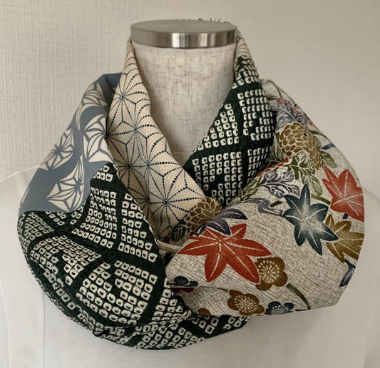 Infinity silk Kimono scarf, Handcrafted, Upcycled, #2037