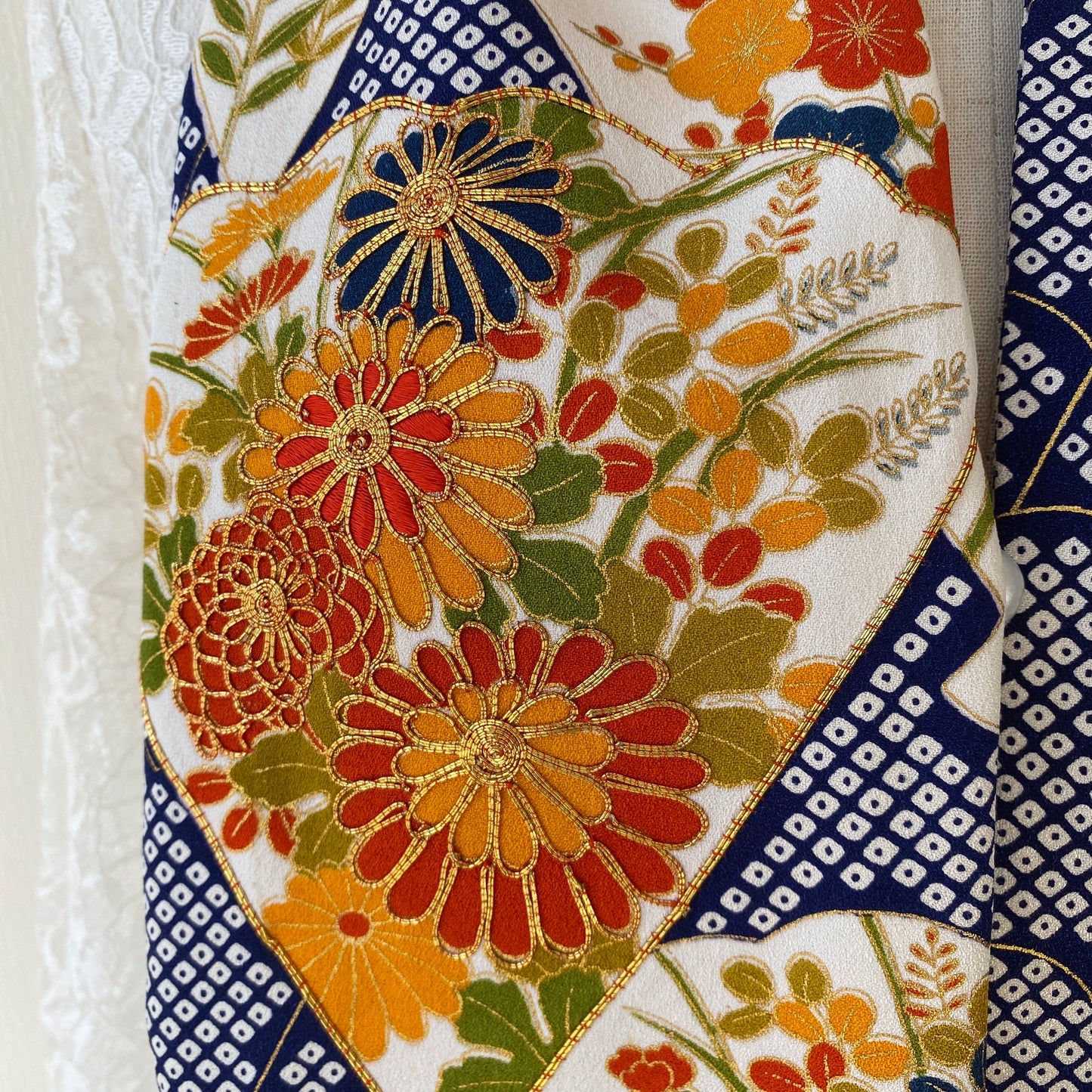 Silk Kimono scarf, Handcrafted, Upcycled, #2019