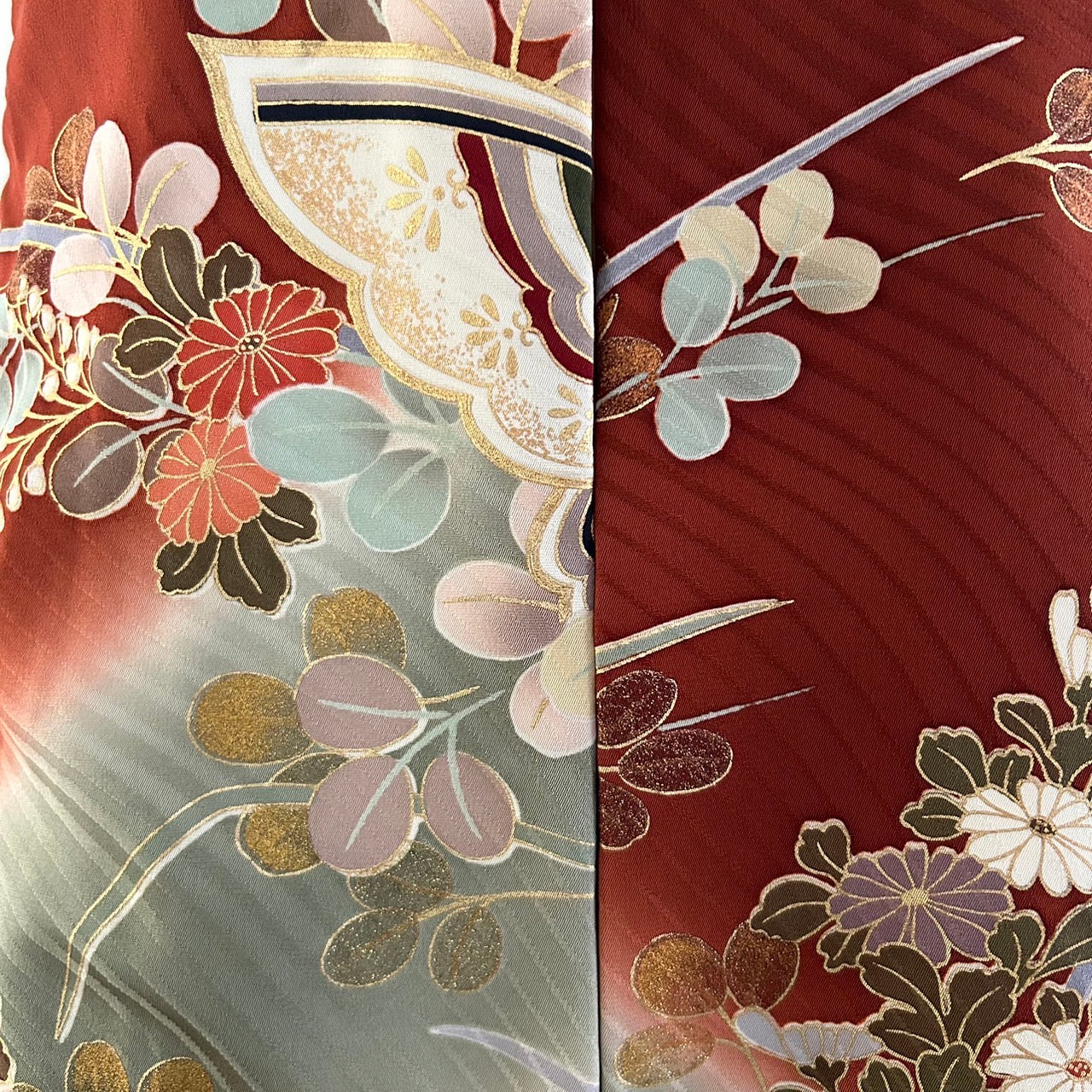 Silk Kimono scarf, Handcrafted, Upcycled, Furisode 振袖, #2034