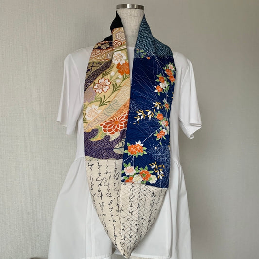 Infinity silk Kimono scarf, Handcrafted, Upcycled, #2038