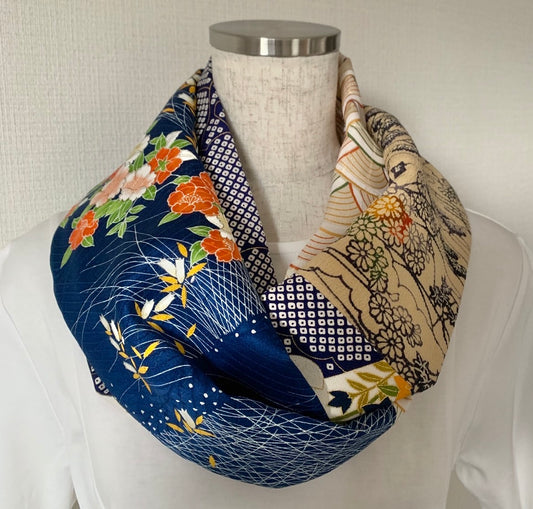 Infinity silk Kimono scarf, Handcrafted, Upcycled, #2039
