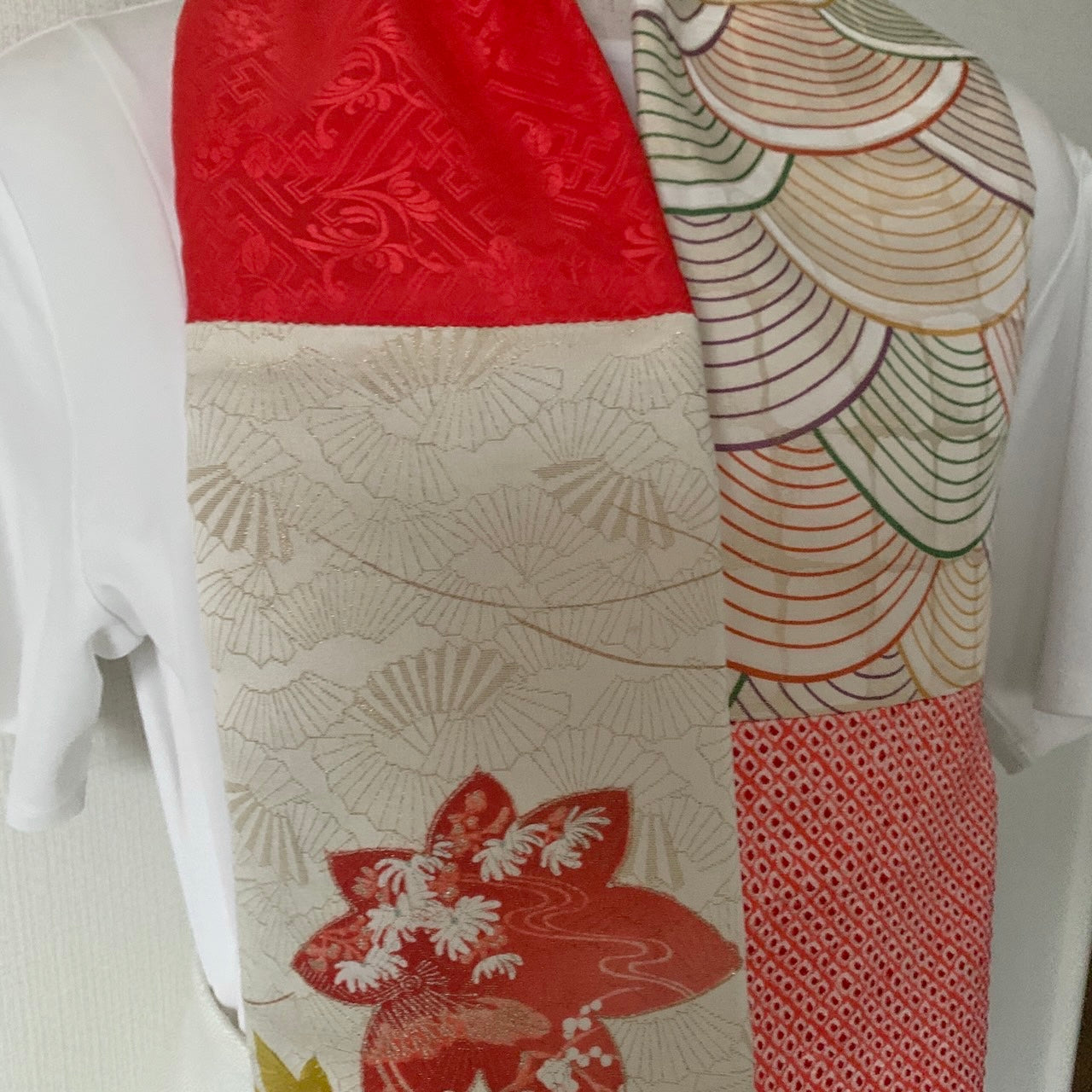 Infinity silk Kimono scarf, Handcrafted, Upcycled, #2041
