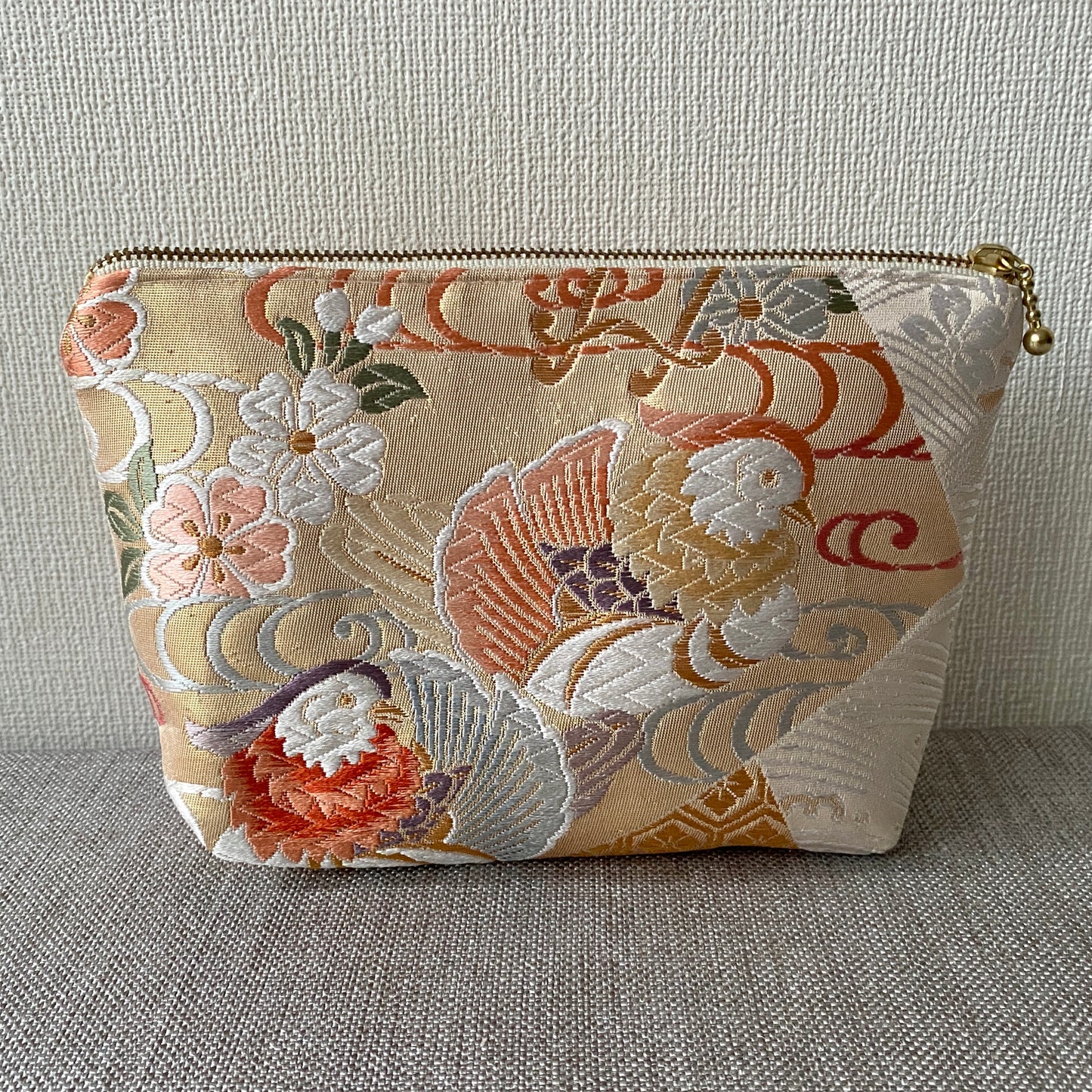 Small Silk Obi pouch, Handcrafted, Upcycled, #3003