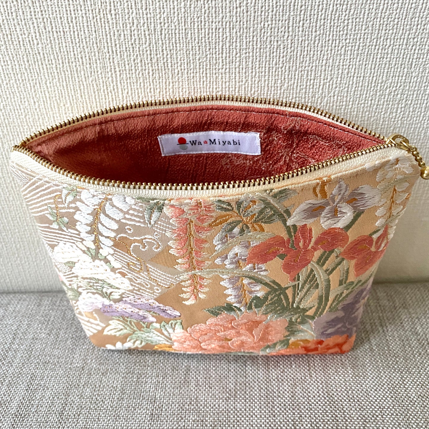 Small Silk Obi pouch, Handcrafted, Upcycled, #3003