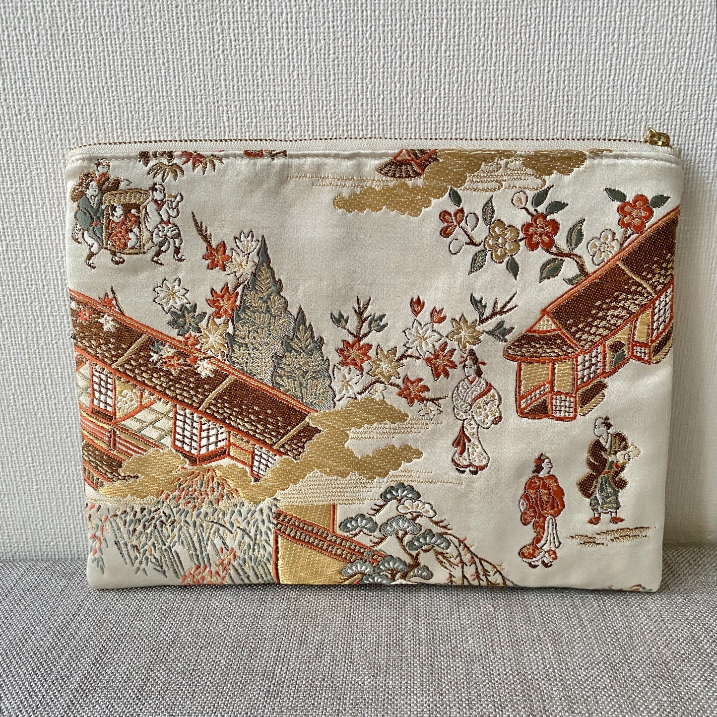 Flat silk Obi pouch, Medium size, Handcrafted, Upcycled, #3001
