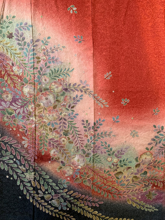 Kimono fabric for custom dress order, fabric #65, Furisode, Tsujigahana 辻が花