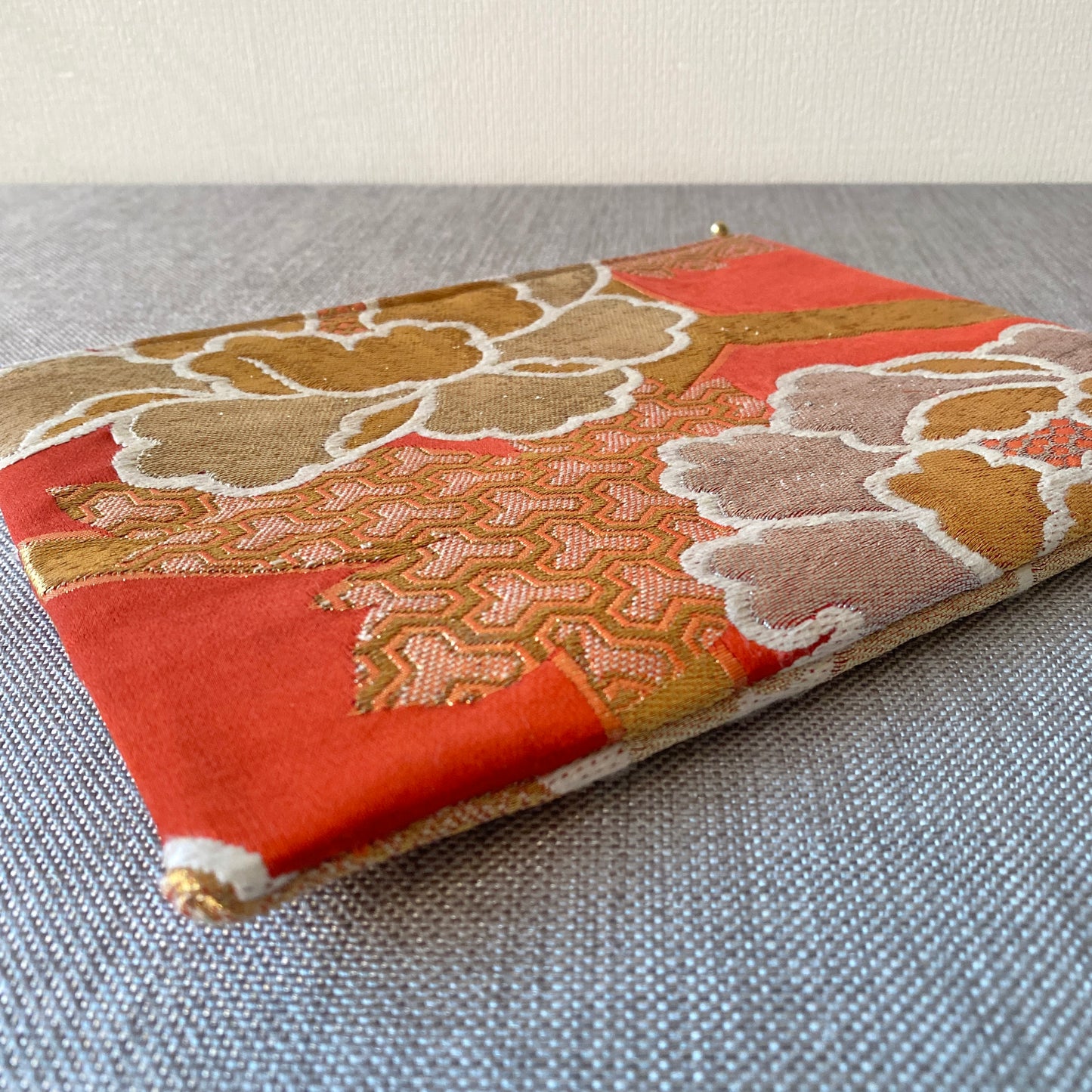 Flat silk Obi pouch, Medium size, Handcrafted, Upcycled, #3004