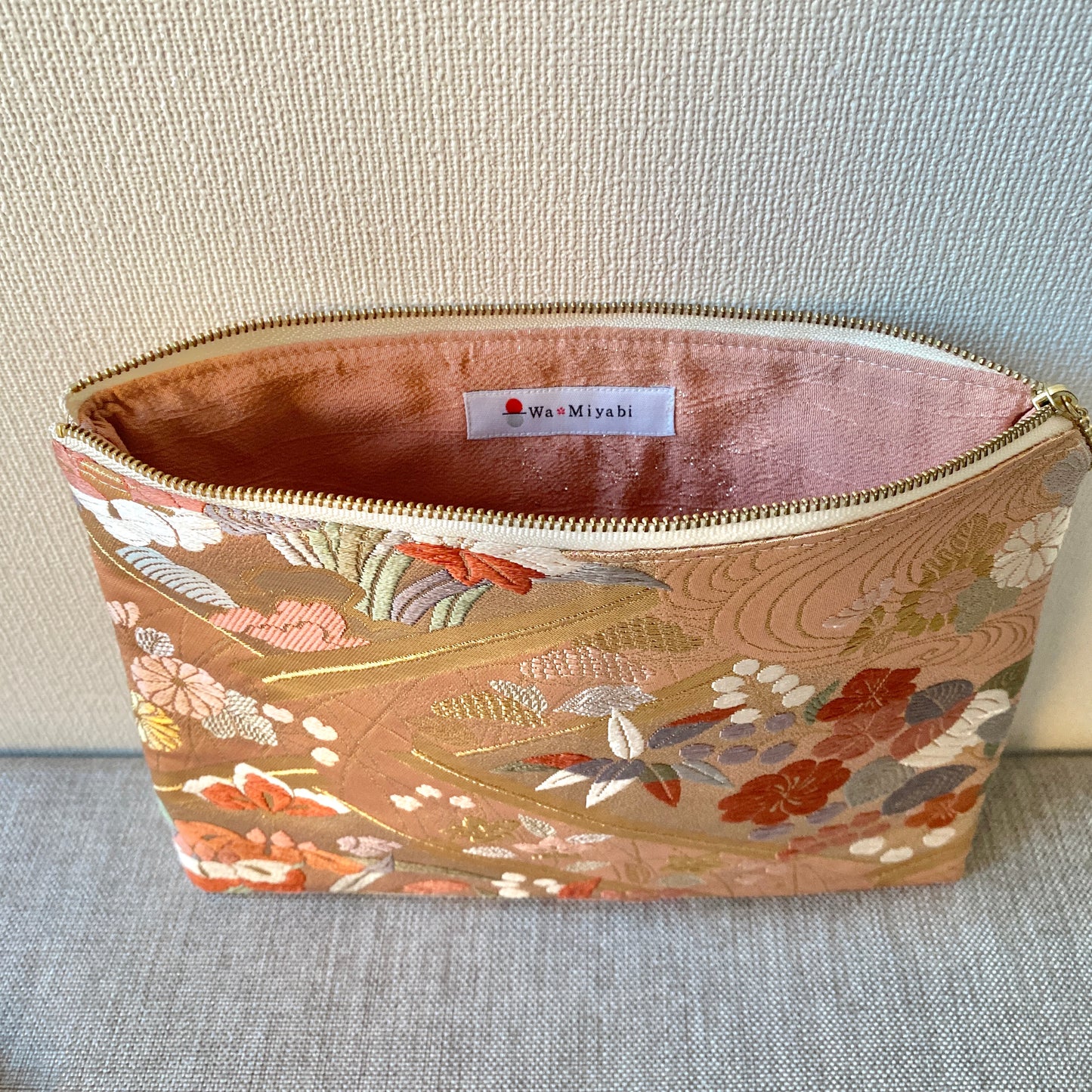 Flat silk Obi pouch, Medium size, Handcrafted, Upcycled, #3005