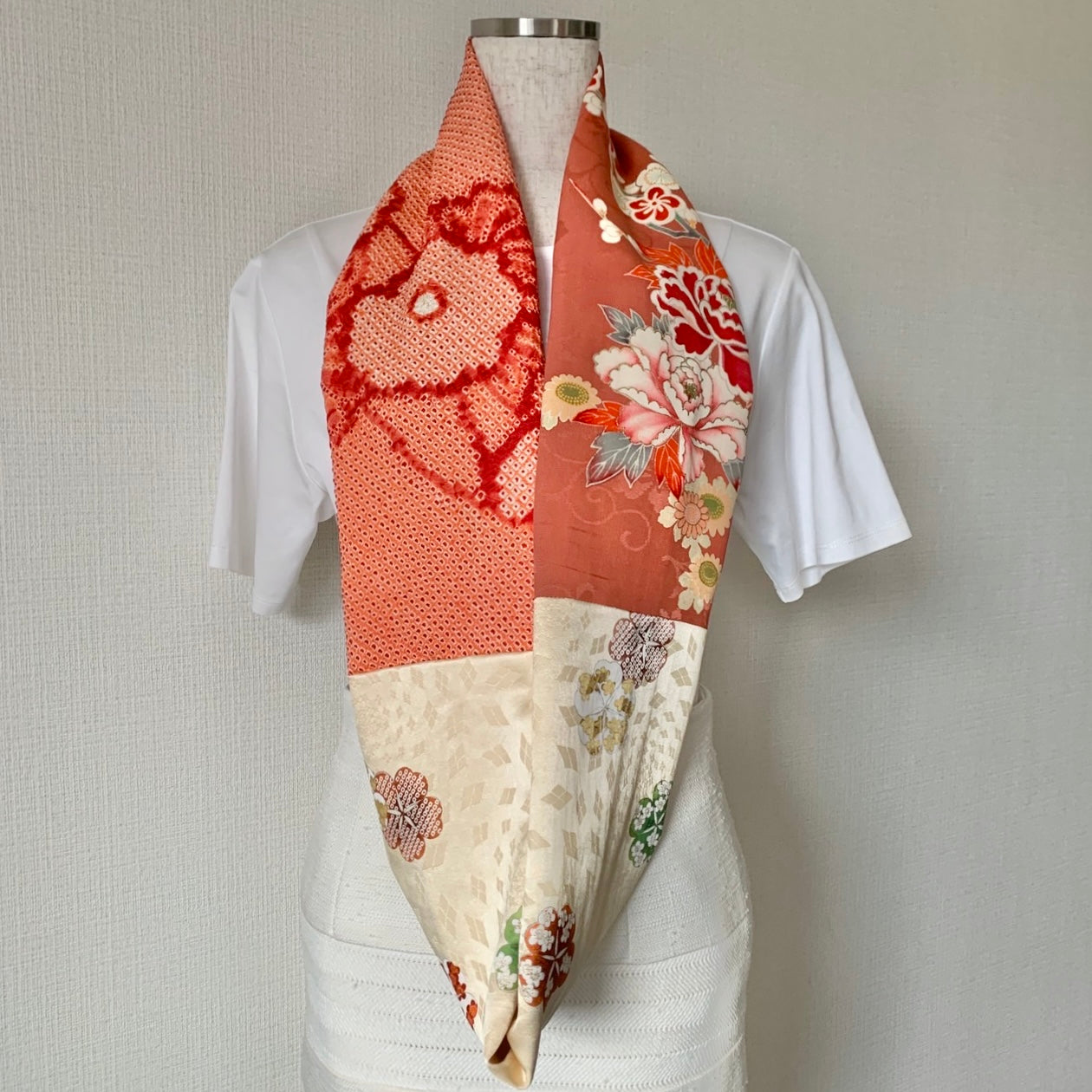 Infinity silk Kimono scarf, Handcrafted, Upcycled, #2042
