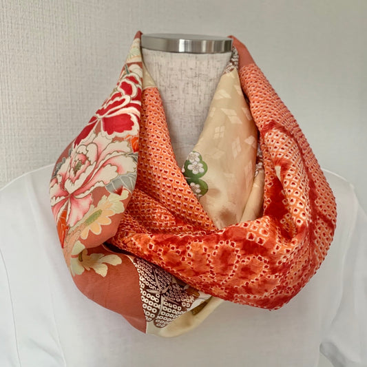 Infinity silk Kimono scarf, Handcrafted, Upcycled, #2042
