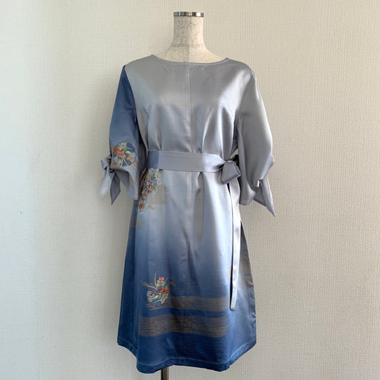 Kimono robe, komon 小紋, fabriquée à la main, recyclée #pre14