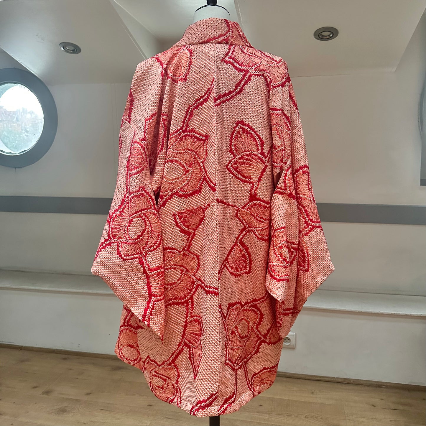 Shortened Silk Kimono, Kimono long jacket, Shibori