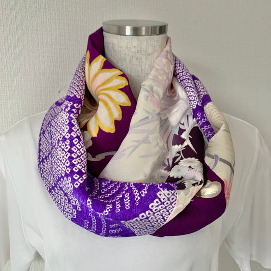 Infinity silk Kimono scarf, Handcrafted, Upcycled, #2043