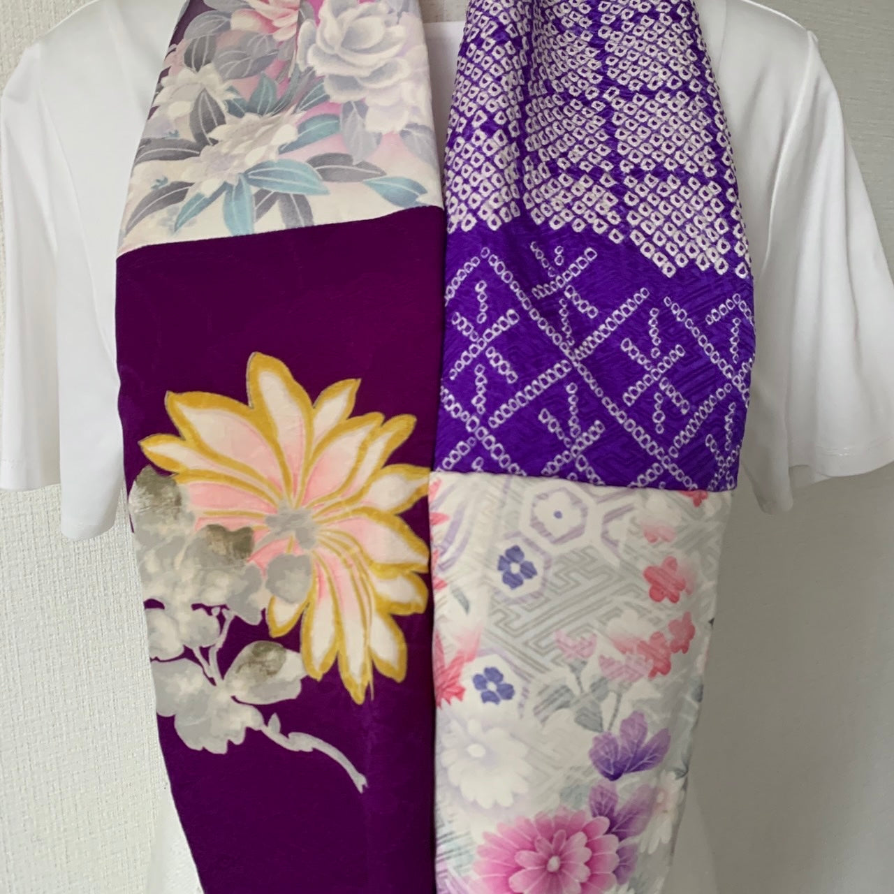 Infinity silk Kimono scarf, Handcrafted, Upcycled, #2043