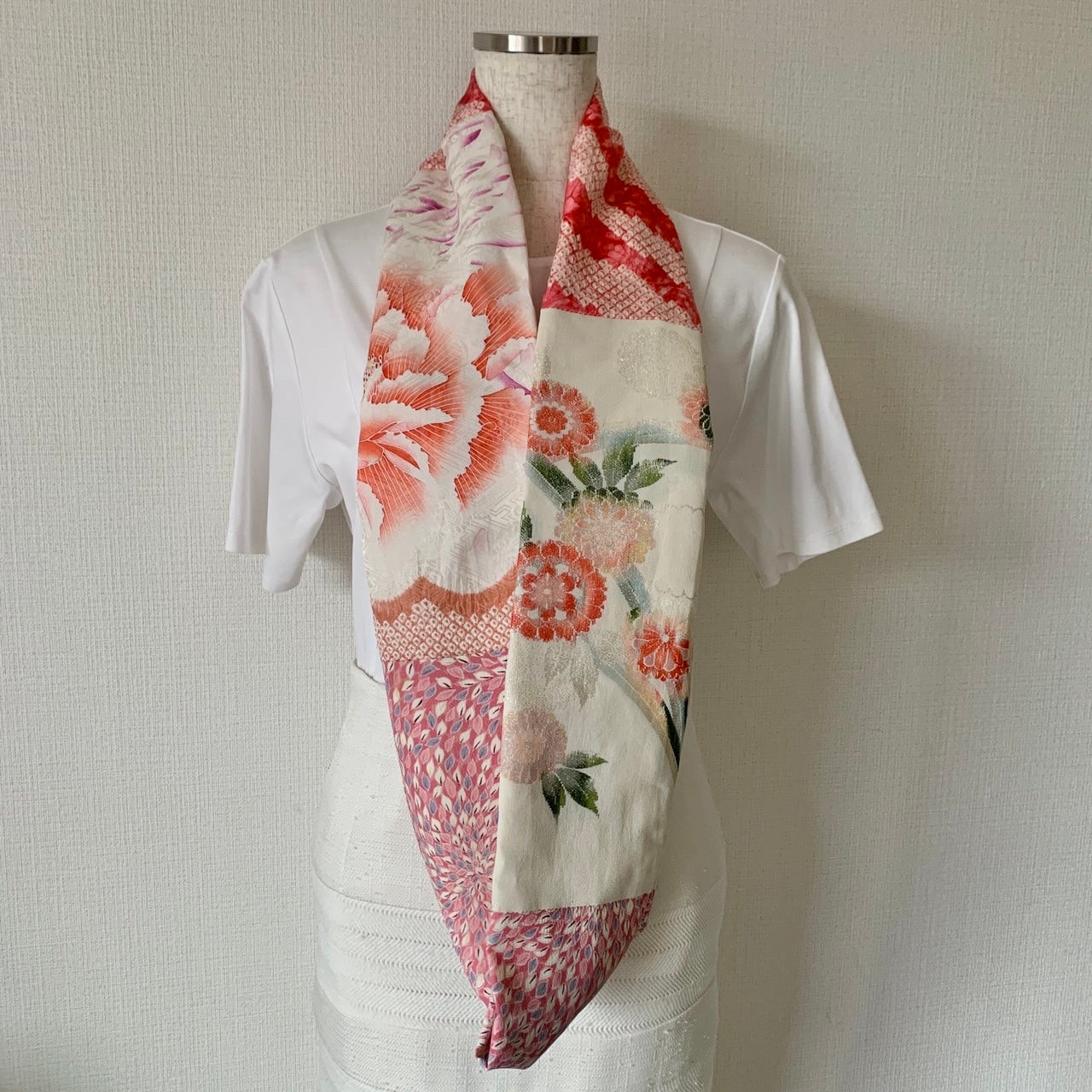 Infinity silk Kimono scarf, Handcrafted, Upcycled, #2044