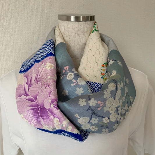 Infinity silk Kimono scarf, Handcrafted, Upcycled, #2045