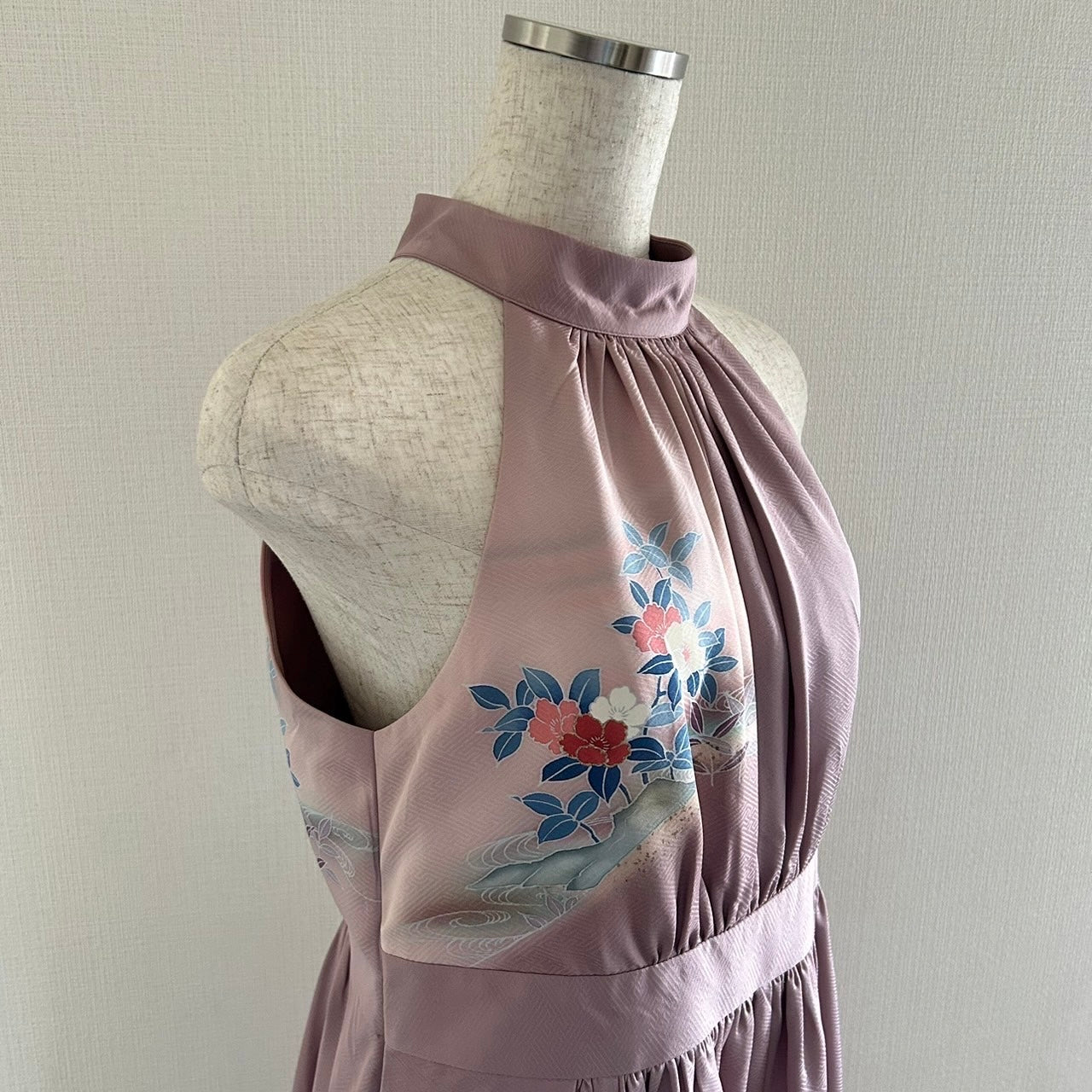 Silk Kimono dress, Houmongi 訪問着, hand crafted, Upcycled, #pre25