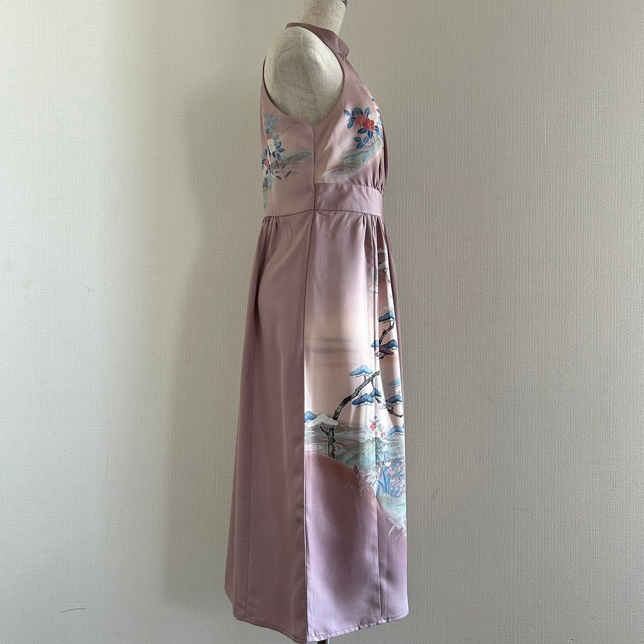Silk Kimono dress, Houmongi 訪問着, hand crafted, Upcycled, #pre25