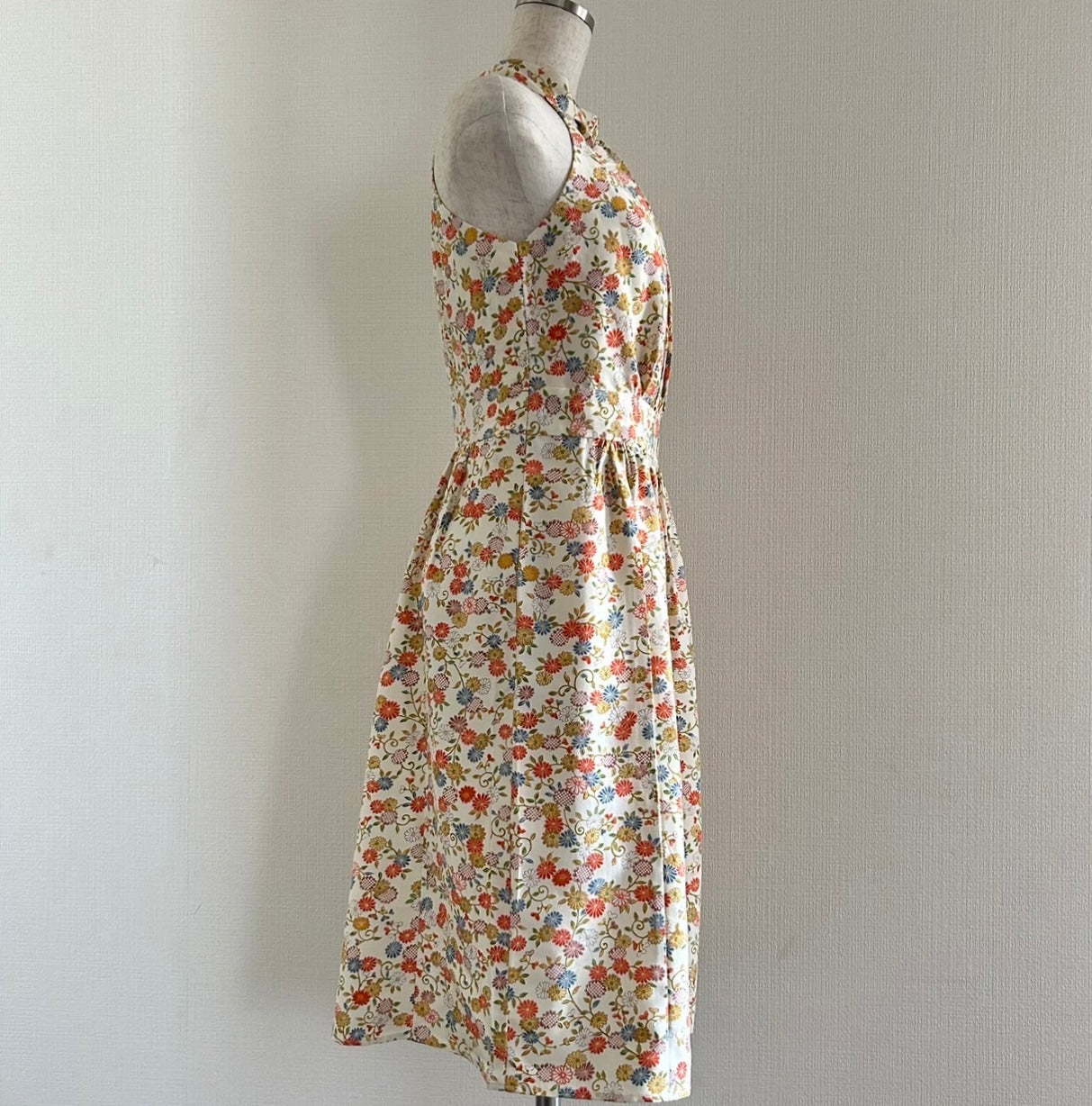 Silk Kimono dress, Komon 小紋,  hand crafted, Upcycled, #pre23