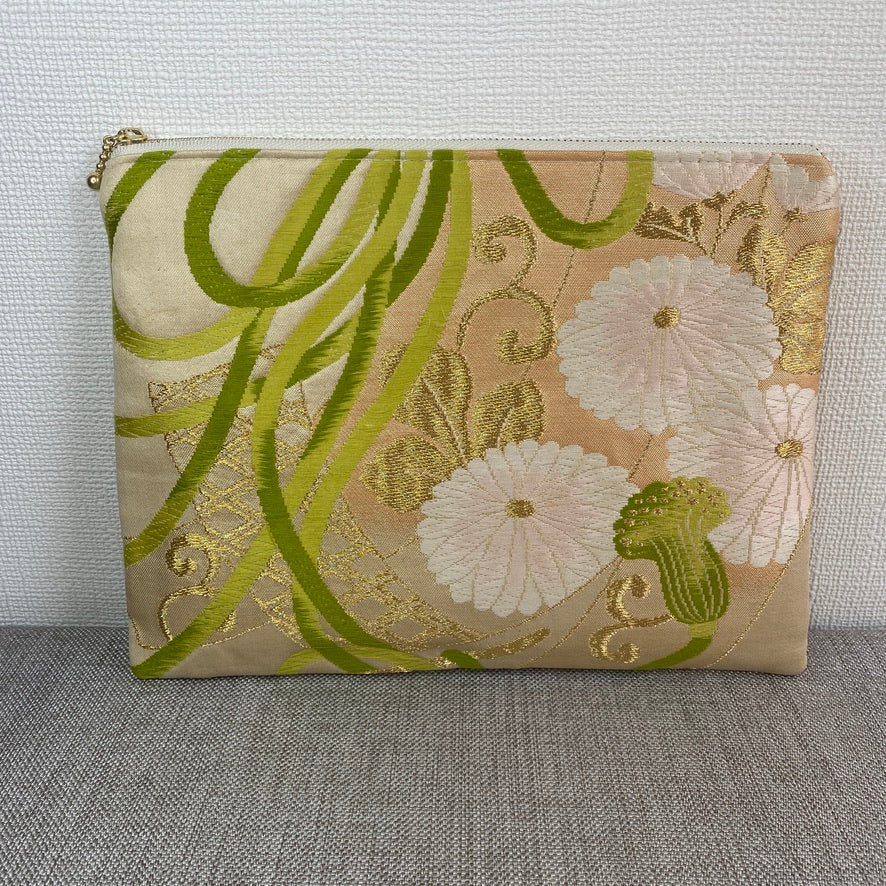 Flat Silk Obi Pouch, Handcrafted, Upcycled