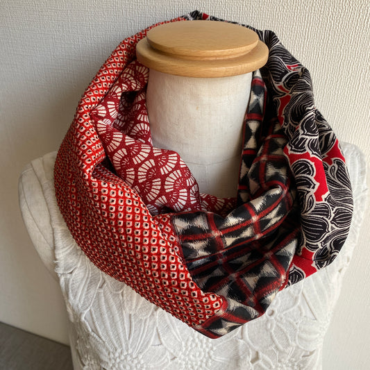 Infinity silk Kimono scarf, Handcrafted, Upcycled