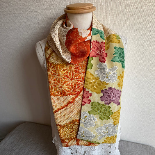 Kimono écharpe en soie, Shibori, fabriquée à la main, recyclée