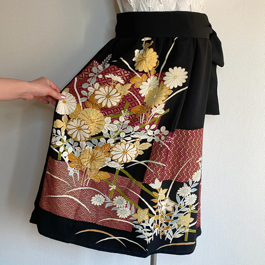 Vintage Silk Kimono Skirt, Tomesode, Handcrafted, Upcycled